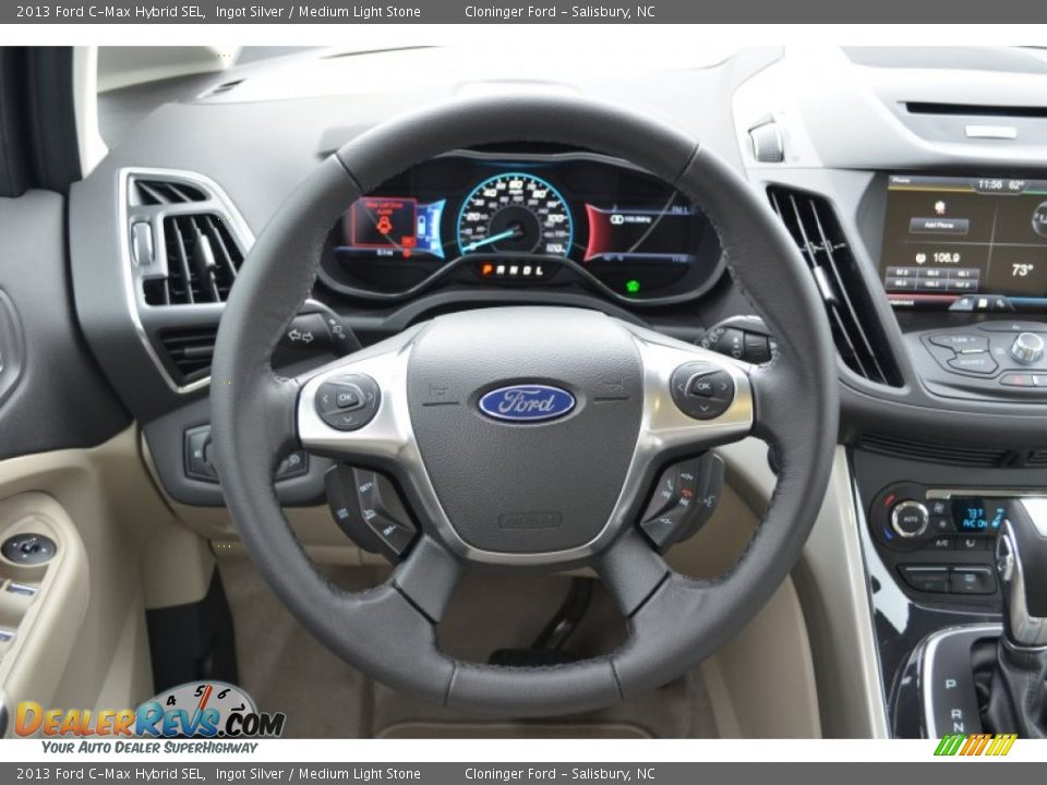 2013 Ford C-Max Hybrid SEL Ingot Silver / Medium Light Stone Photo #24