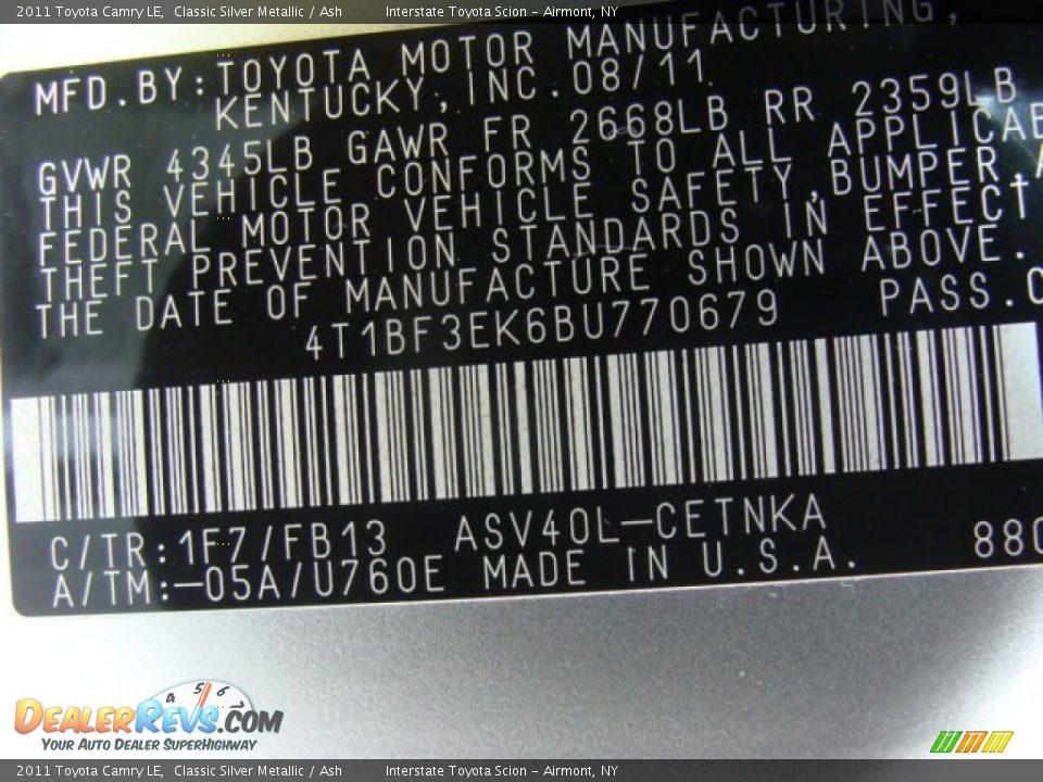 2011 Toyota Camry LE Classic Silver Metallic / Ash Photo #26
