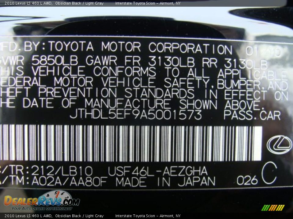 2010 Lexus LS 460 L AWD Obsidian Black / Light Gray Photo #25