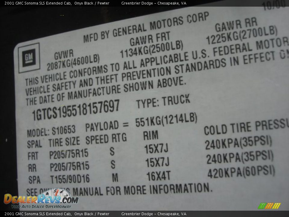 2001 GMC Sonoma SLS Extended Cab Onyx Black / Pewter Photo #21