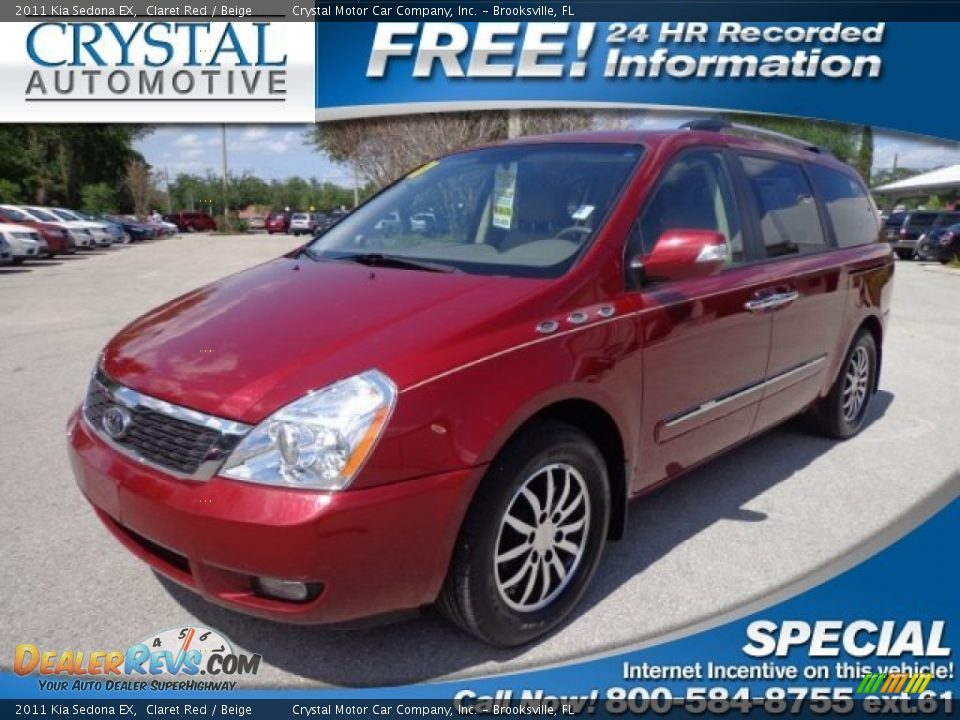 2011 Kia Sedona EX Claret Red / Beige Photo #1