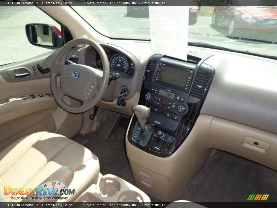 2011 Kia Sedona EX Claret Red / Beige Photo #13