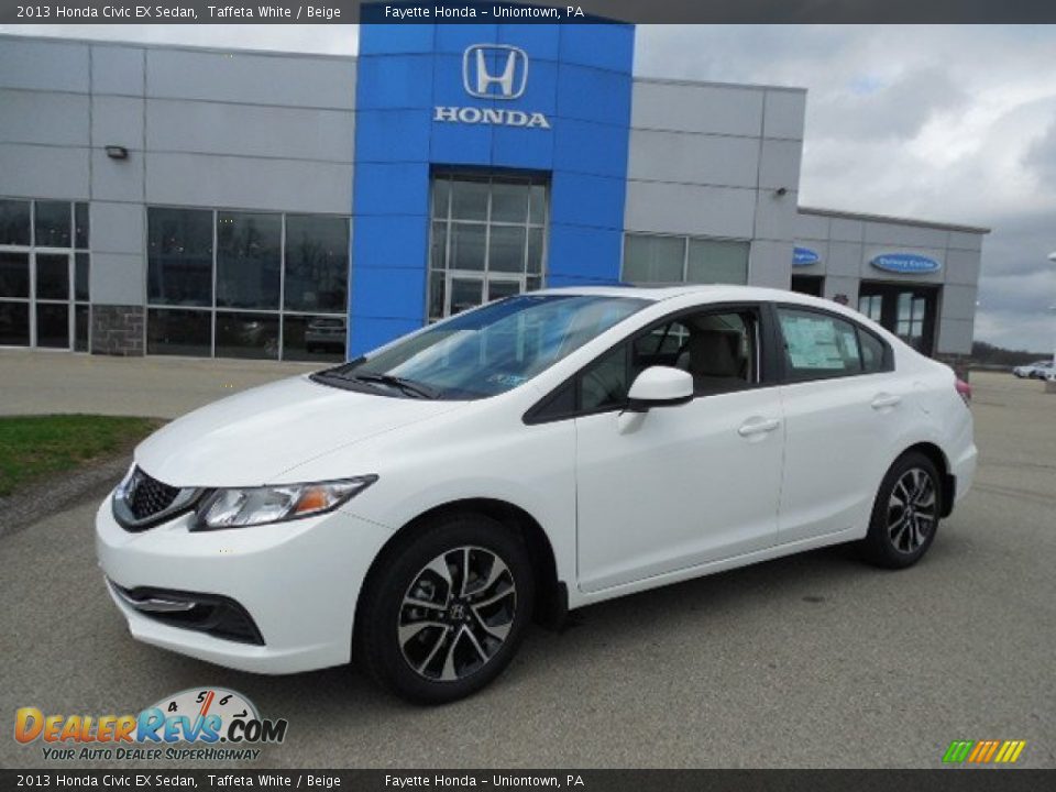 2013 Honda Civic EX Sedan Taffeta White / Beige Photo #1
