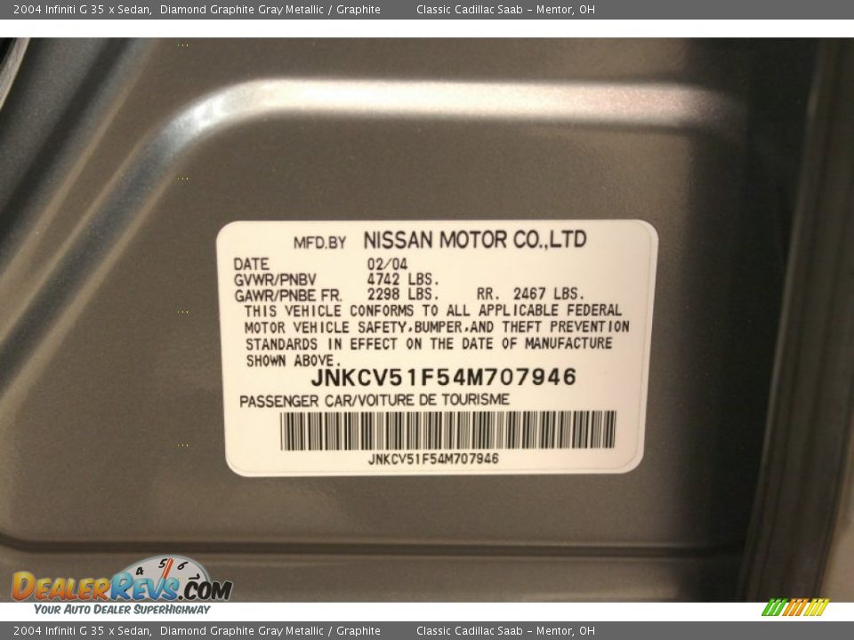 2004 Infiniti G 35 x Sedan Diamond Graphite Gray Metallic / Graphite Photo #25