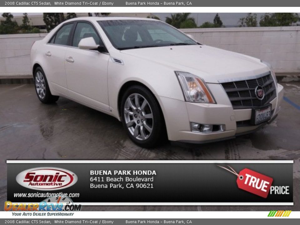 2008 Cadillac CTS Sedan White Diamond Tri-Coat / Ebony Photo #1