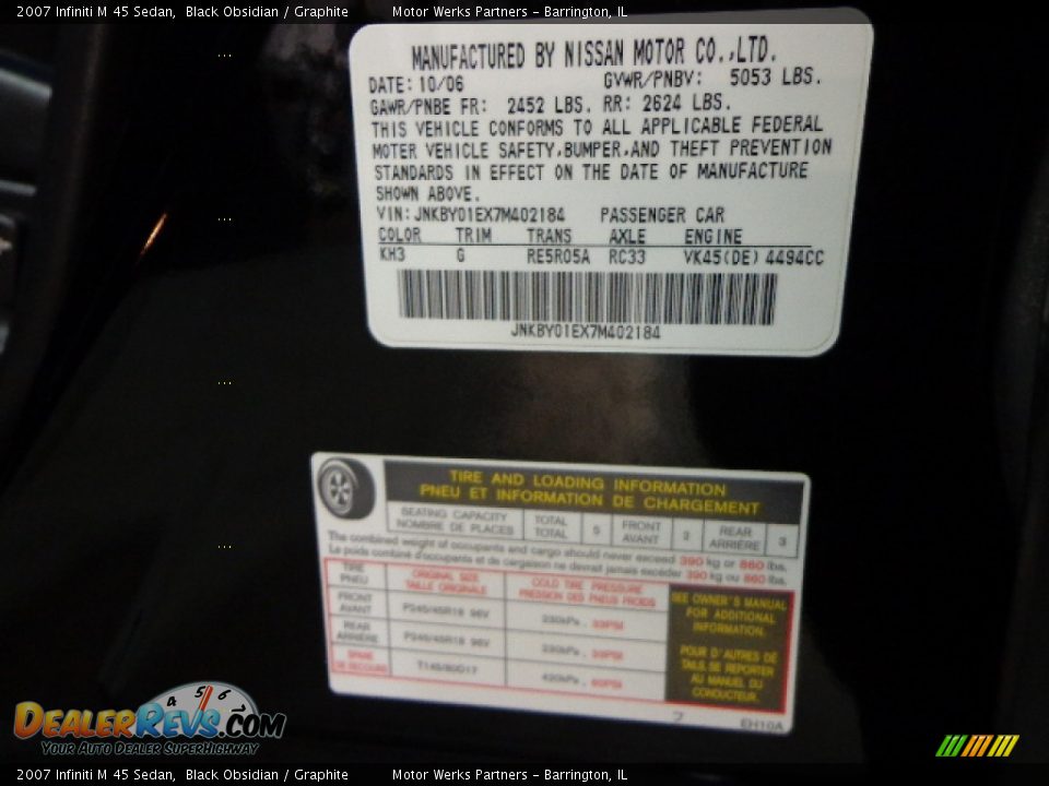 2007 Infiniti M 45 Sedan Black Obsidian / Graphite Photo #32