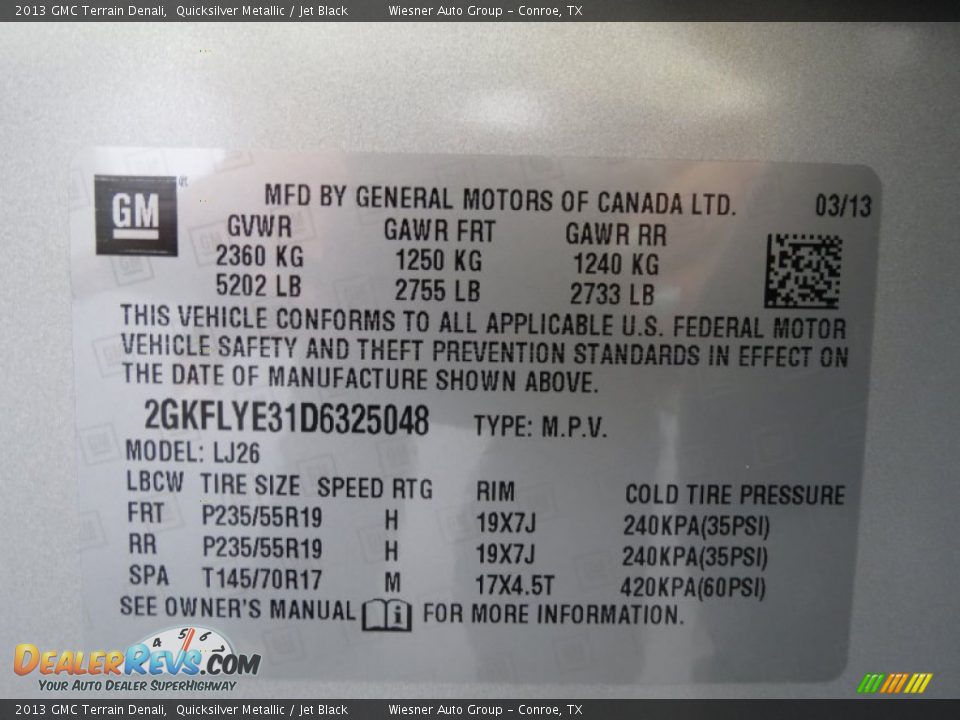 2013 GMC Terrain Denali Quicksilver Metallic / Jet Black Photo #7