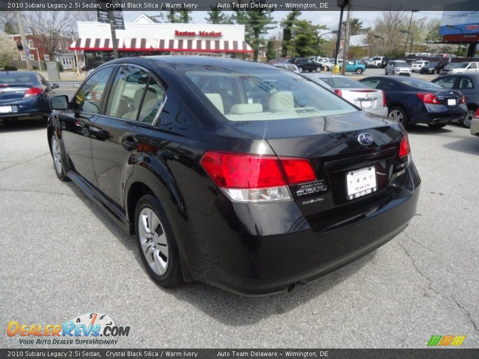 2010 Subaru Legacy 2.5i Sedan Crystal Black Silica / Warm Ivory Photo #8