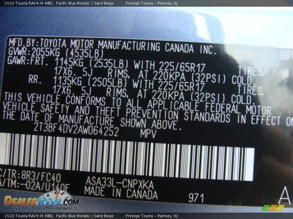 2010 Toyota RAV4 I4 4WD Pacific Blue Metallic / Sand Beige Photo #15