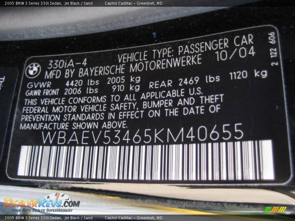 2005 BMW 3 Series 330i Sedan Jet Black / Sand Photo #22
