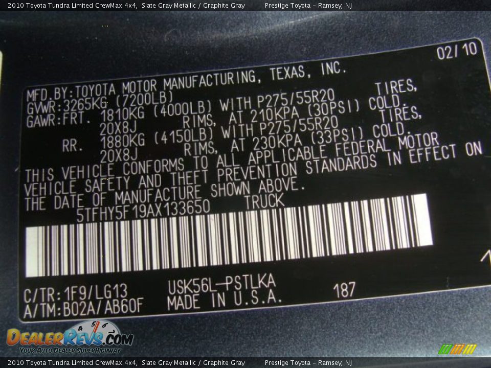 2010 Toyota Tundra Limited CrewMax 4x4 Slate Gray Metallic / Graphite Gray Photo #15