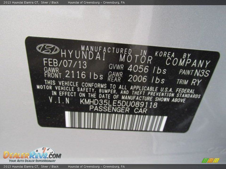 2013 Hyundai Elantra GT Silver / Black Photo #10