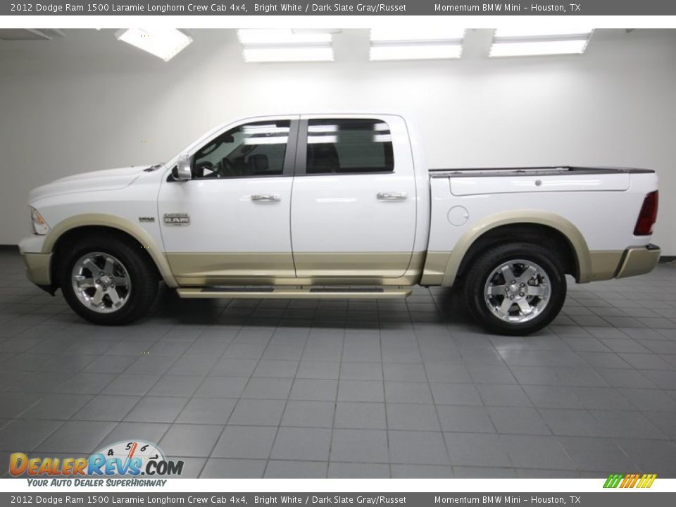 2012 Dodge Ram 1500 Laramie Longhorn Crew Cab 4x4 Bright White / Dark Slate Gray/Russet Photo #2