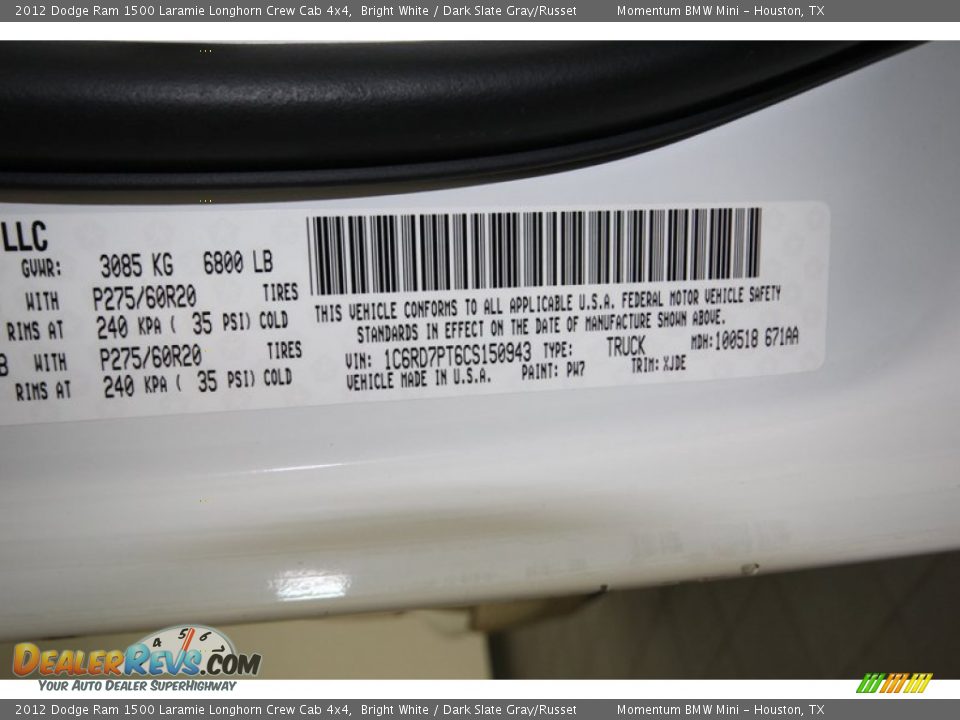 2012 Dodge Ram 1500 Laramie Longhorn Crew Cab 4x4 Bright White / Dark Slate Gray/Russet Photo #9