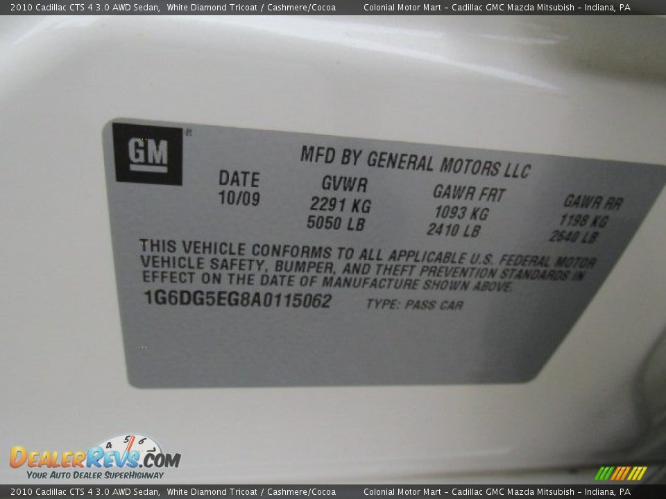 2010 Cadillac CTS 4 3.0 AWD Sedan White Diamond Tricoat / Cashmere/Cocoa Photo #19