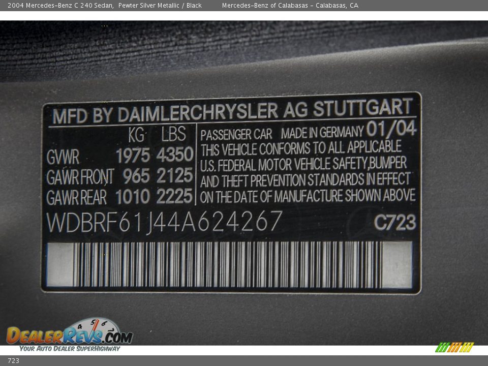 Mercedes-Benz Color Code 723 Pewter Silver Metallic