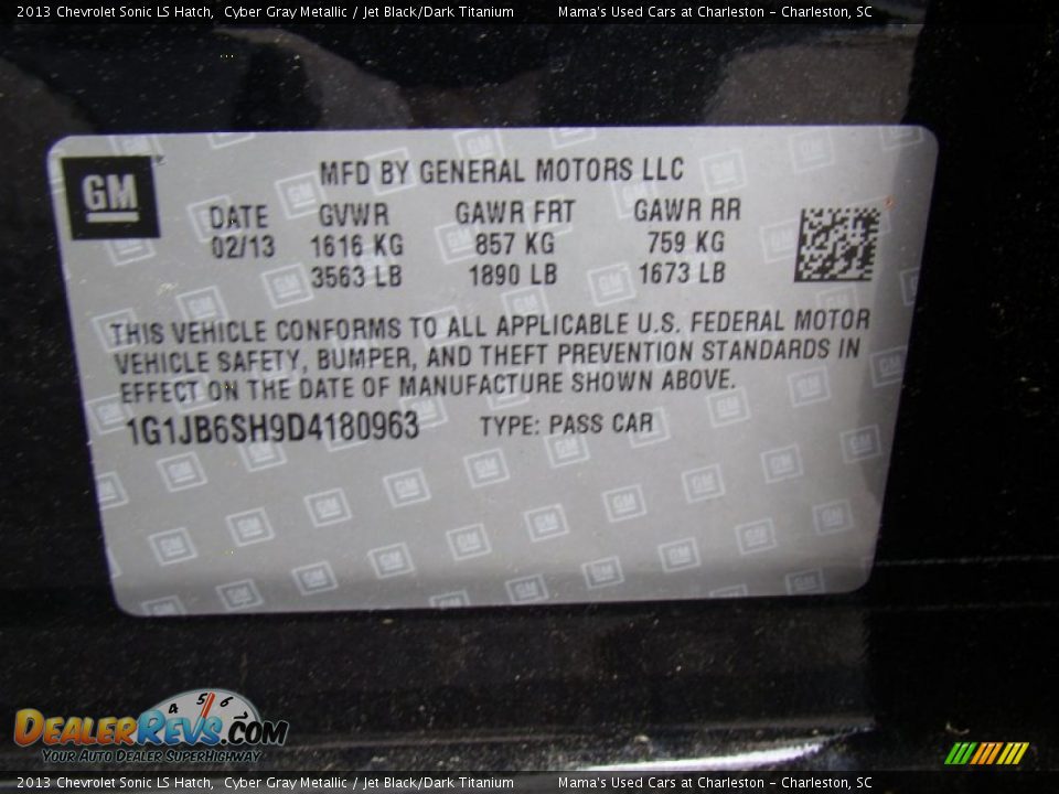 2013 Chevrolet Sonic LS Hatch Cyber Gray Metallic / Jet Black/Dark Titanium Photo #15
