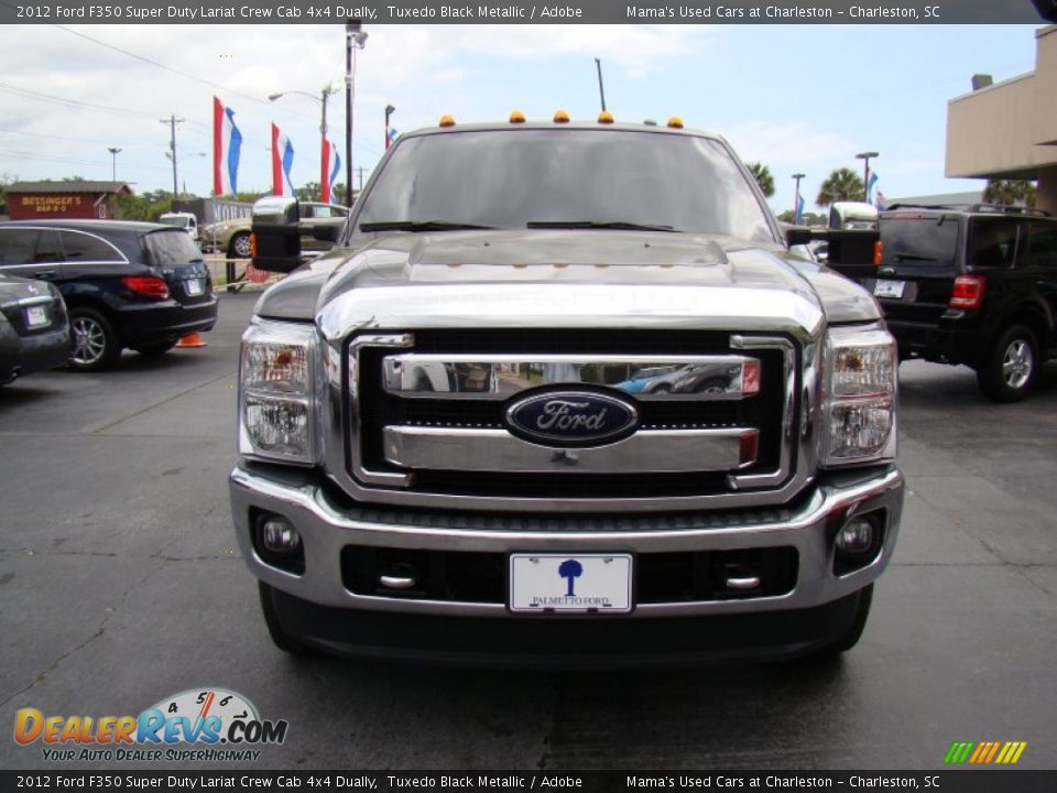 2012 Ford F350 Super Duty Lariat Crew Cab 4x4 Dually Tuxedo Black Metallic / Adobe Photo #3
