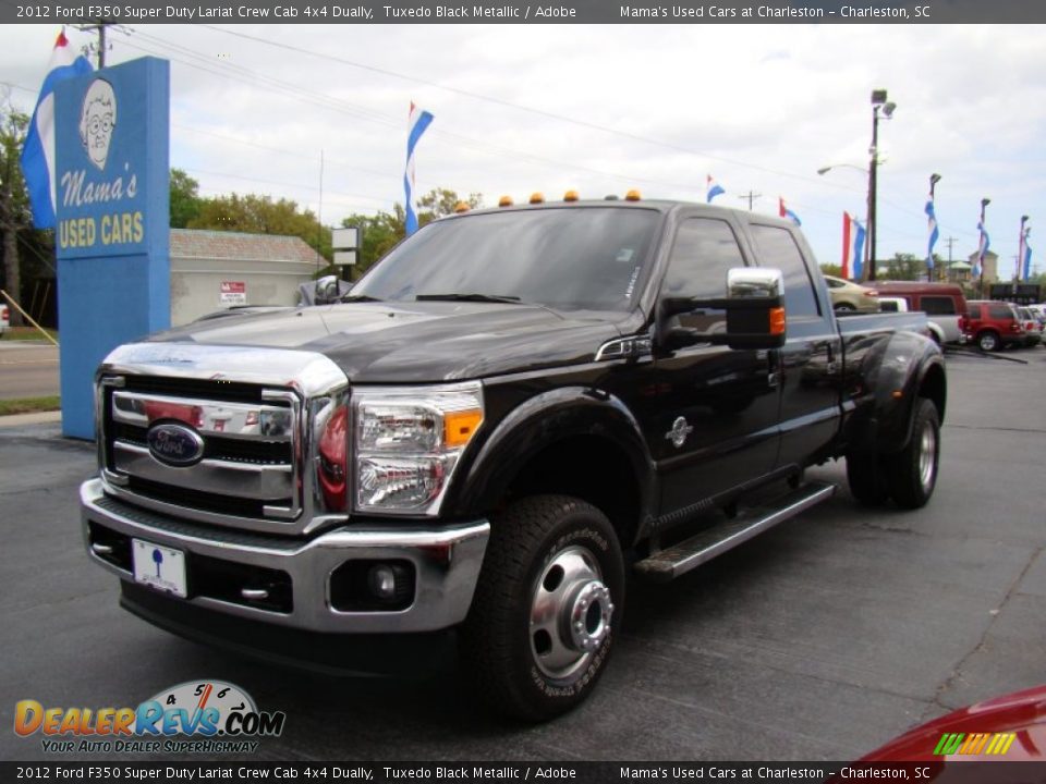2012 Ford F350 Super Duty Lariat Crew Cab 4x4 Dually Tuxedo Black Metallic / Adobe Photo #4