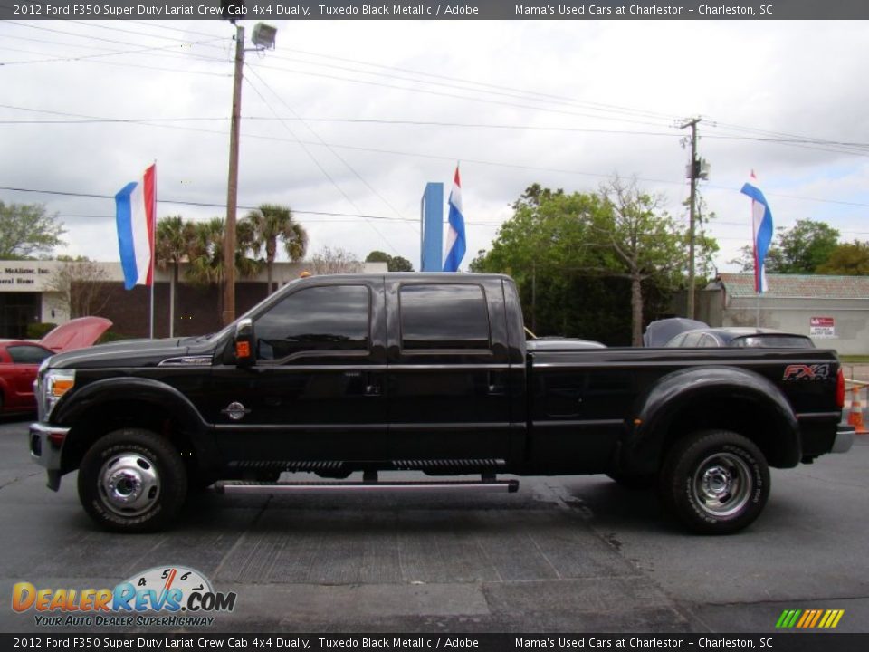 2012 Ford F350 Super Duty Lariat Crew Cab 4x4 Dually Tuxedo Black Metallic / Adobe Photo #5