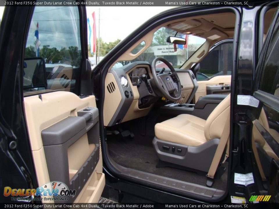 2012 Ford F350 Super Duty Lariat Crew Cab 4x4 Dually Tuxedo Black Metallic / Adobe Photo #9