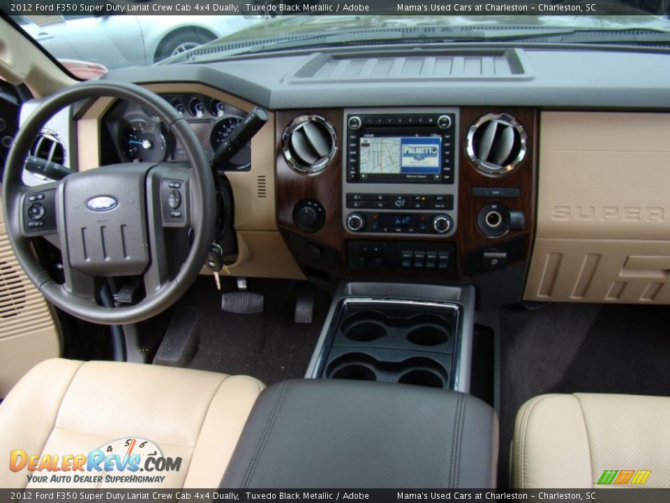 2012 Ford F350 Super Duty Lariat Crew Cab 4x4 Dually Tuxedo Black Metallic / Adobe Photo #15
