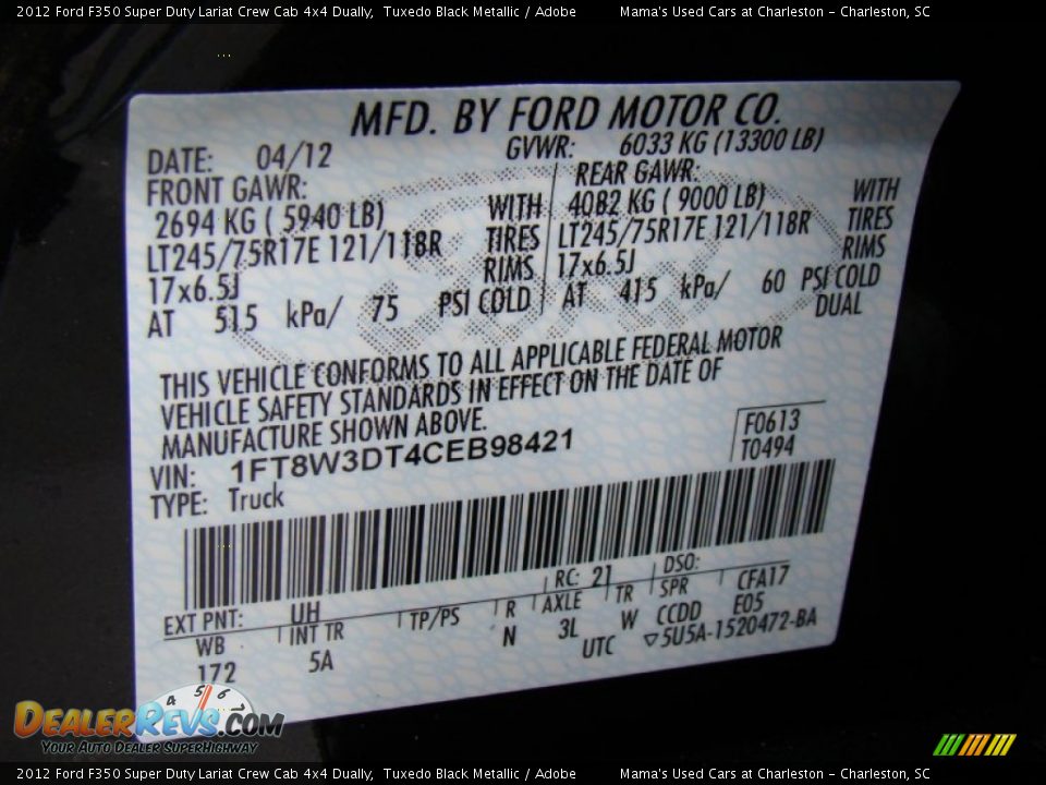 2012 Ford F350 Super Duty Lariat Crew Cab 4x4 Dually Tuxedo Black Metallic / Adobe Photo #22