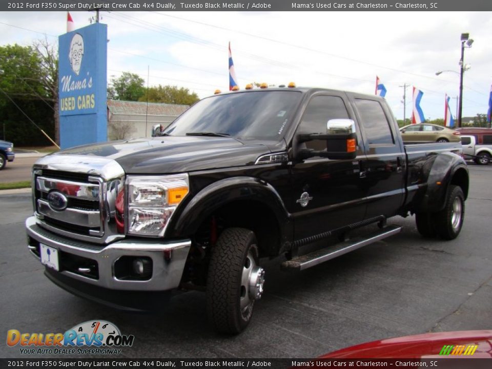 2012 Ford F350 Super Duty Lariat Crew Cab 4x4 Dually Tuxedo Black Metallic / Adobe Photo #27