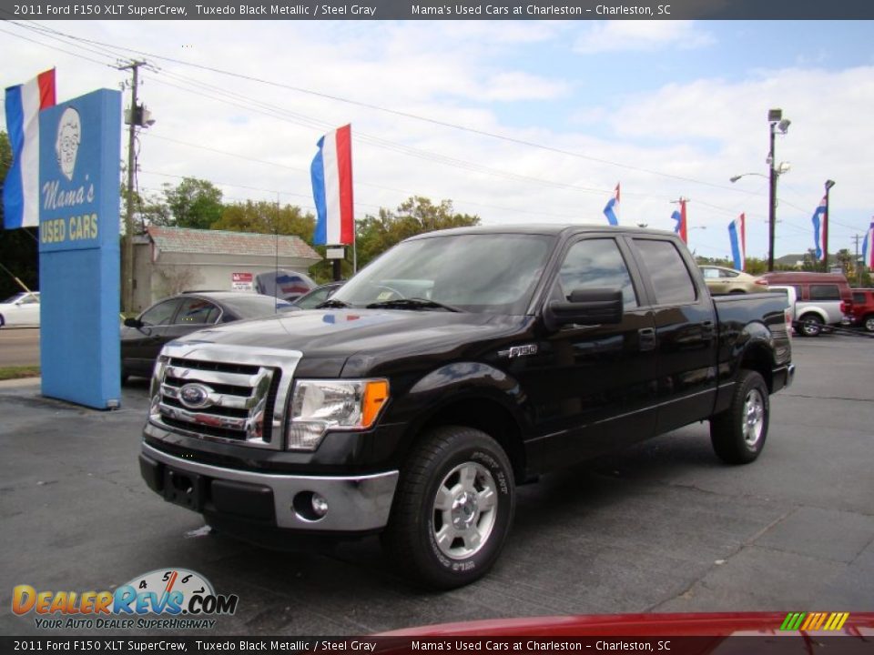 2011 Ford F150 XLT SuperCrew Tuxedo Black Metallic / Steel Gray Photo #4