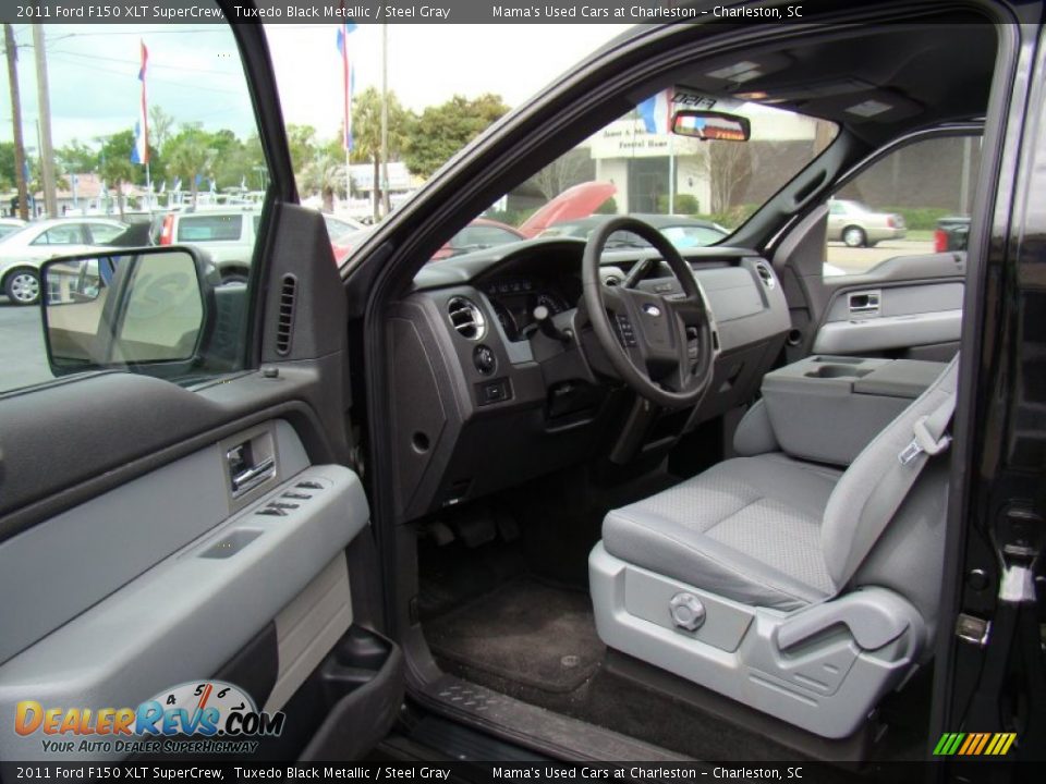 2011 Ford F150 XLT SuperCrew Tuxedo Black Metallic / Steel Gray Photo #9