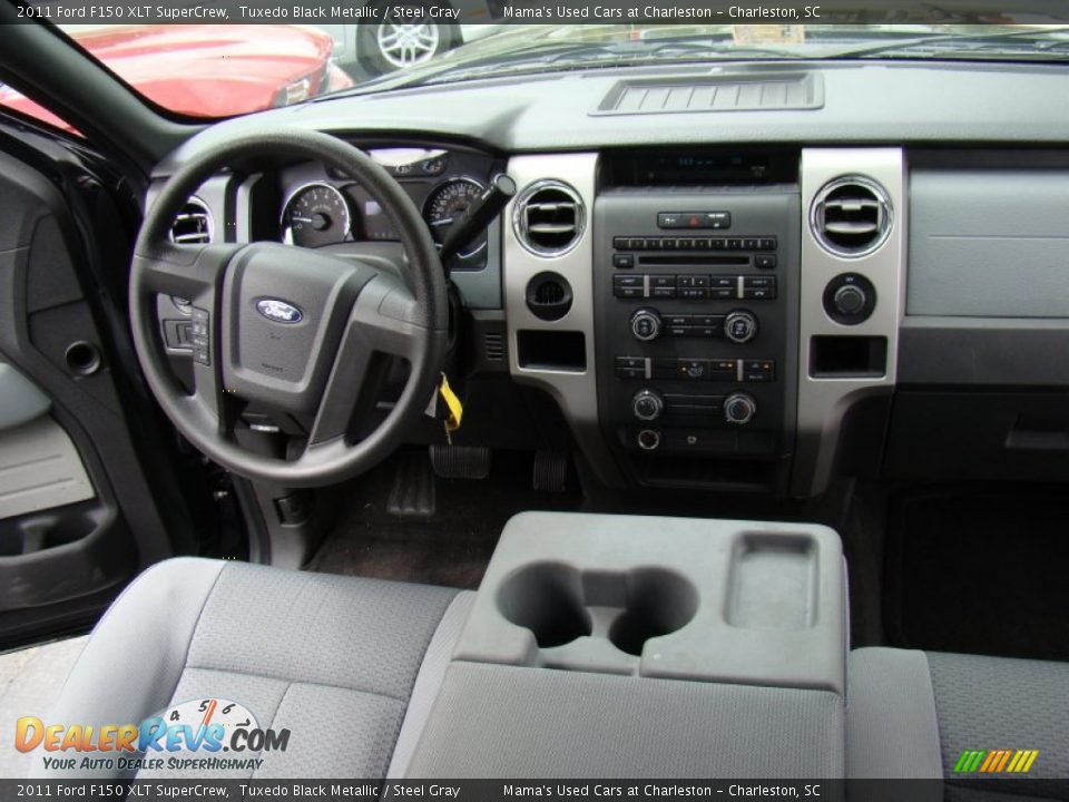 2011 Ford F150 XLT SuperCrew Tuxedo Black Metallic / Steel Gray Photo #14