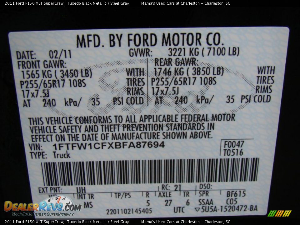 2011 Ford F150 XLT SuperCrew Tuxedo Black Metallic / Steel Gray Photo #22