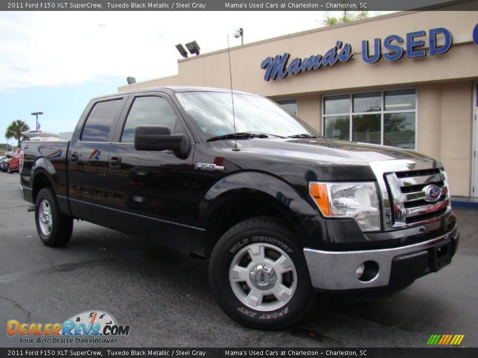 2011 Ford F150 XLT SuperCrew Tuxedo Black Metallic / Steel Gray Photo #25