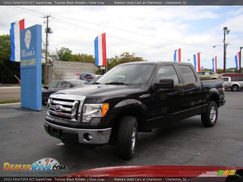 2011 Ford F150 XLT SuperCrew Tuxedo Black Metallic / Steel Gray Photo #26