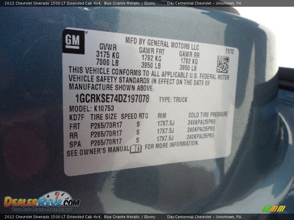2013 Chevrolet Silverado 1500 LT Extended Cab 4x4 Blue Granite Metallic / Ebony Photo #19