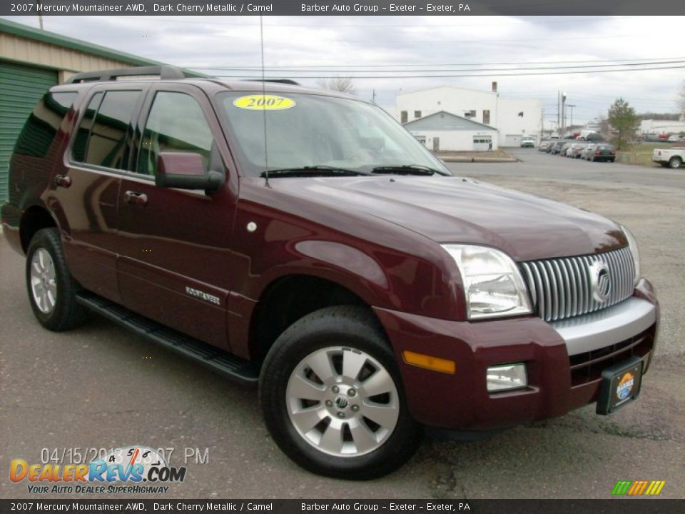 2007 Mercury Mountaineer AWD Dark Cherry Metallic / Camel Photo #3