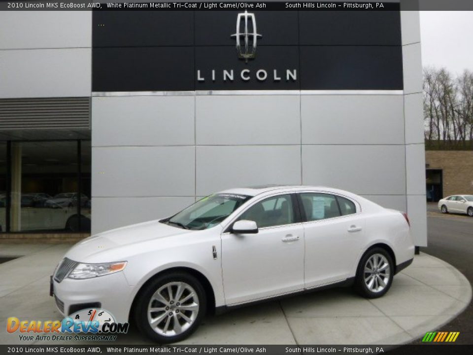 2010 Lincoln MKS EcoBoost AWD White Platinum Metallic Tri-Coat / Light Camel/Olive Ash Photo #1