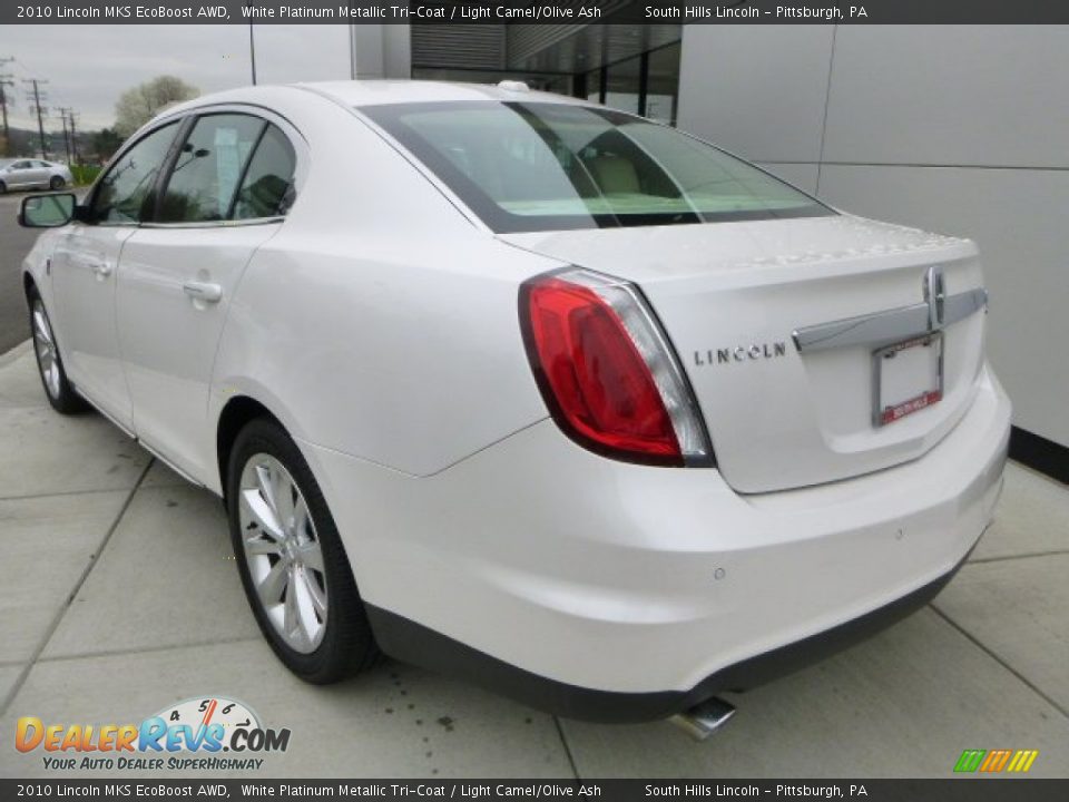 2010 Lincoln MKS EcoBoost AWD White Platinum Metallic Tri-Coat / Light Camel/Olive Ash Photo #3