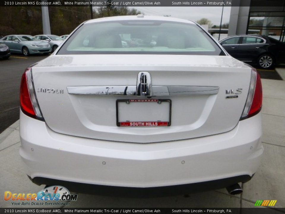 2010 Lincoln MKS EcoBoost AWD White Platinum Metallic Tri-Coat / Light Camel/Olive Ash Photo #4
