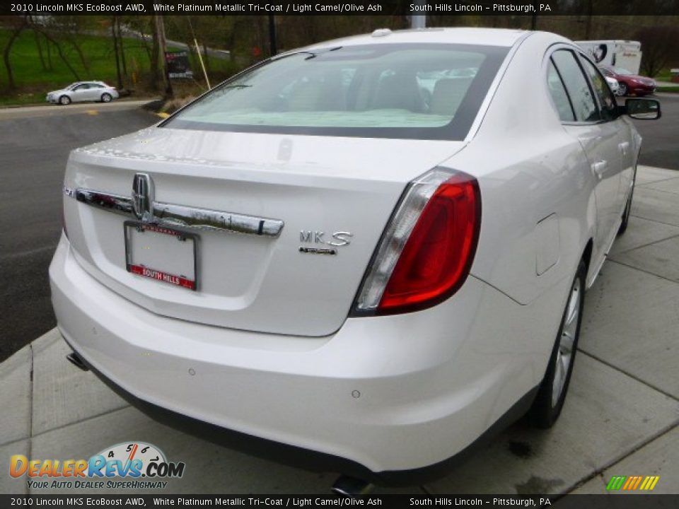 2010 Lincoln MKS EcoBoost AWD White Platinum Metallic Tri-Coat / Light Camel/Olive Ash Photo #5