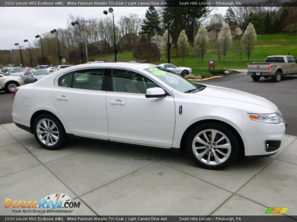 2010 Lincoln MKS EcoBoost AWD White Platinum Metallic Tri-Coat / Light Camel/Olive Ash Photo #6