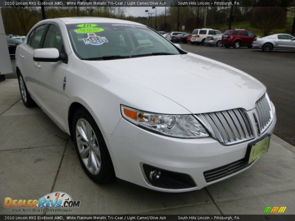 2010 Lincoln MKS EcoBoost AWD White Platinum Metallic Tri-Coat / Light Camel/Olive Ash Photo #7
