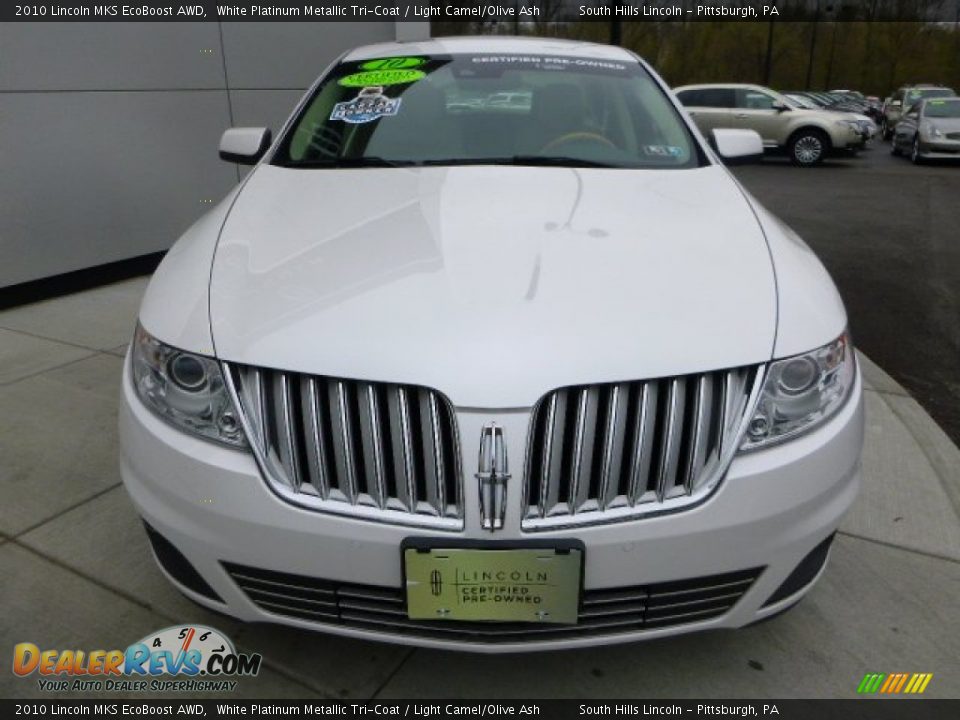 2010 Lincoln MKS EcoBoost AWD White Platinum Metallic Tri-Coat / Light Camel/Olive Ash Photo #8