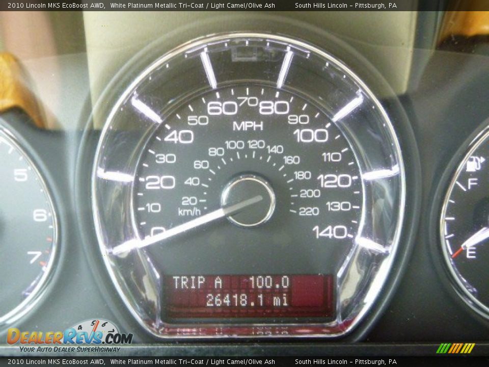 2010 Lincoln MKS EcoBoost AWD White Platinum Metallic Tri-Coat / Light Camel/Olive Ash Photo #24