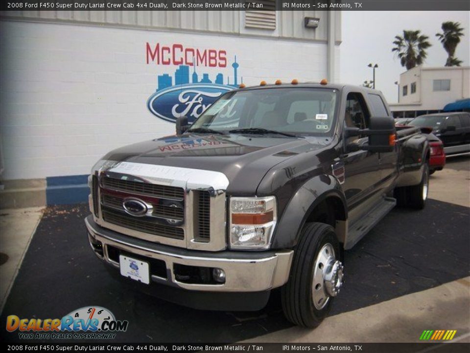 2008 Ford F450 Super Duty Lariat Crew Cab 4x4 Dually Dark Stone Brown Metallic / Tan Photo #1