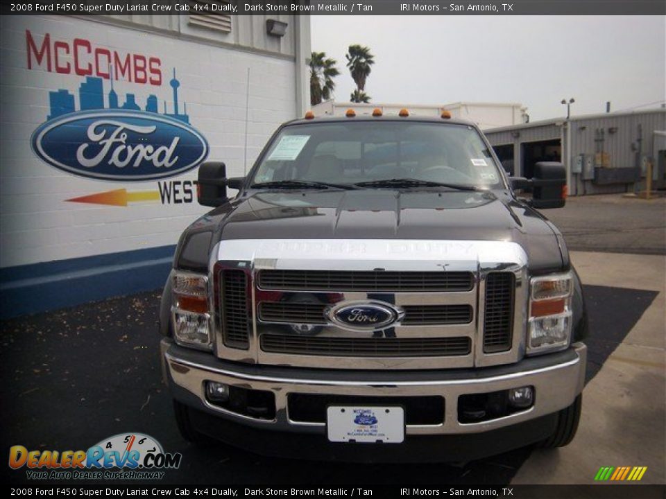 2008 Ford F450 Super Duty Lariat Crew Cab 4x4 Dually Dark Stone Brown Metallic / Tan Photo #2