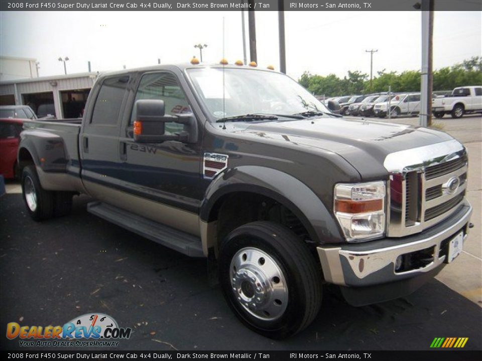 2008 Ford F450 Super Duty Lariat Crew Cab 4x4 Dually Dark Stone Brown Metallic / Tan Photo #3