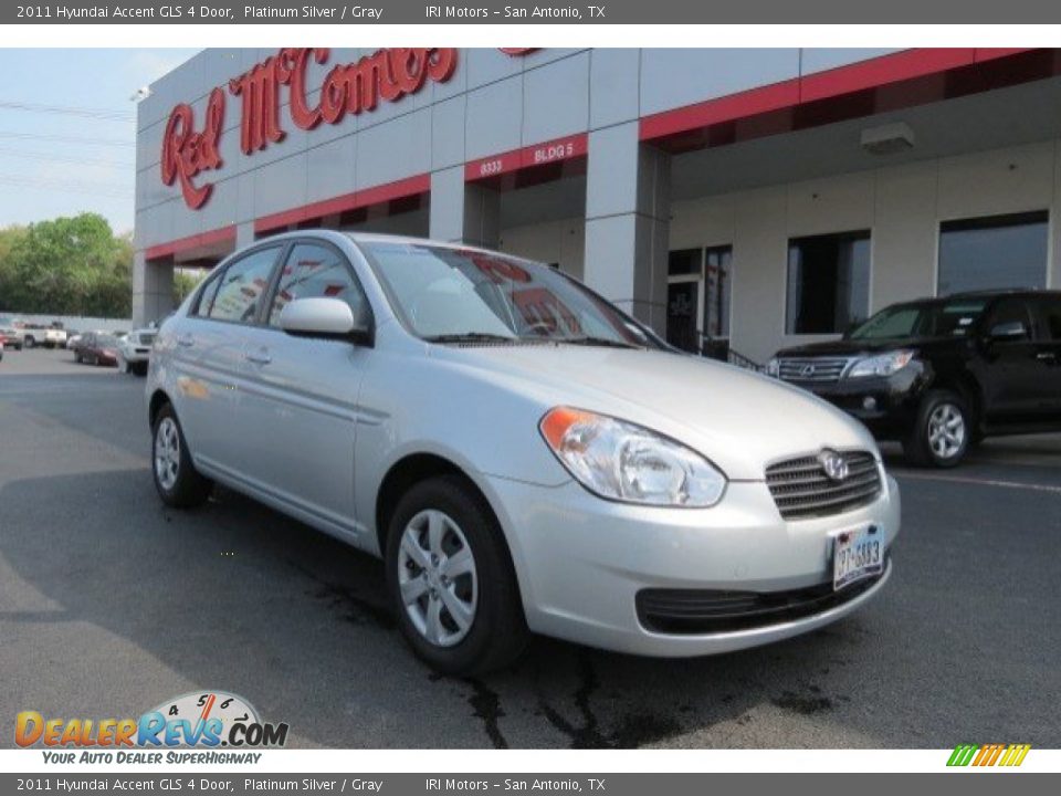 2011 Hyundai Accent GLS 4 Door Platinum Silver / Gray Photo #1