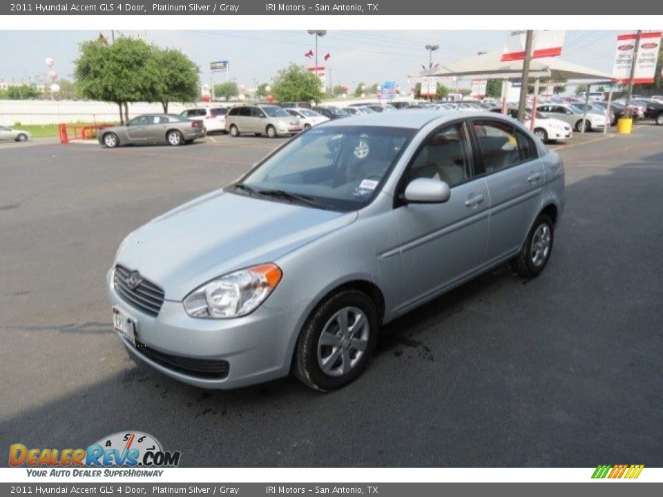 2011 Hyundai Accent GLS 4 Door Platinum Silver / Gray Photo #3