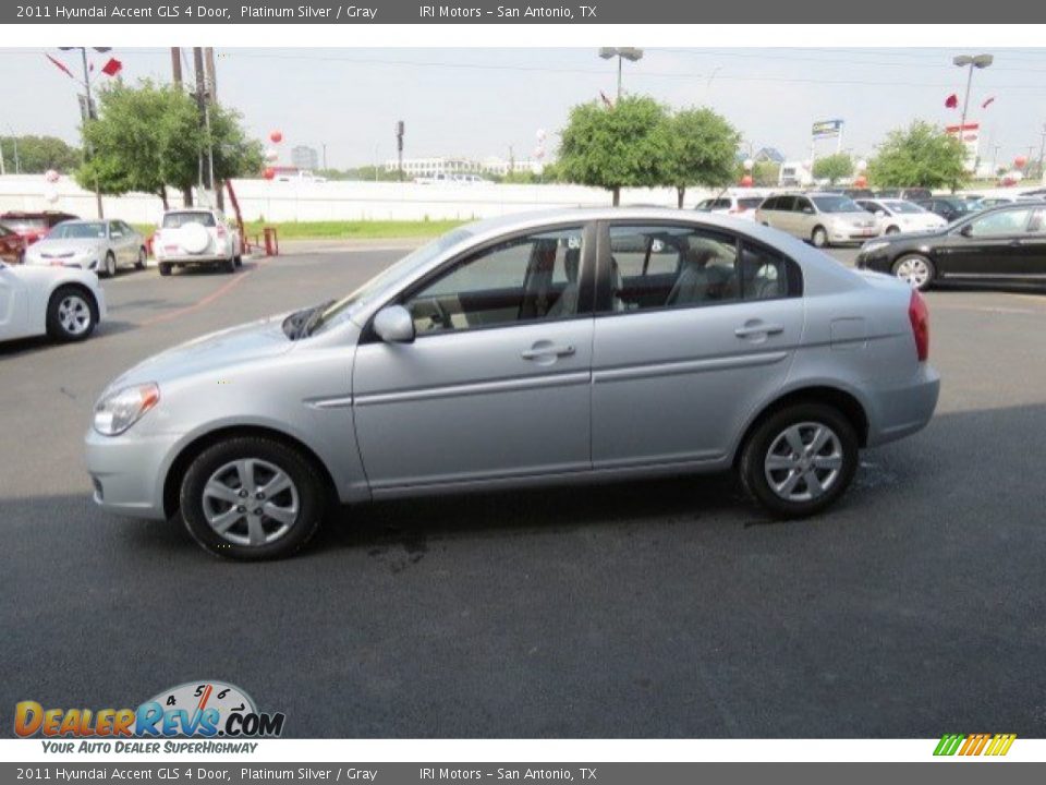 2011 Hyundai Accent GLS 4 Door Platinum Silver / Gray Photo #4
